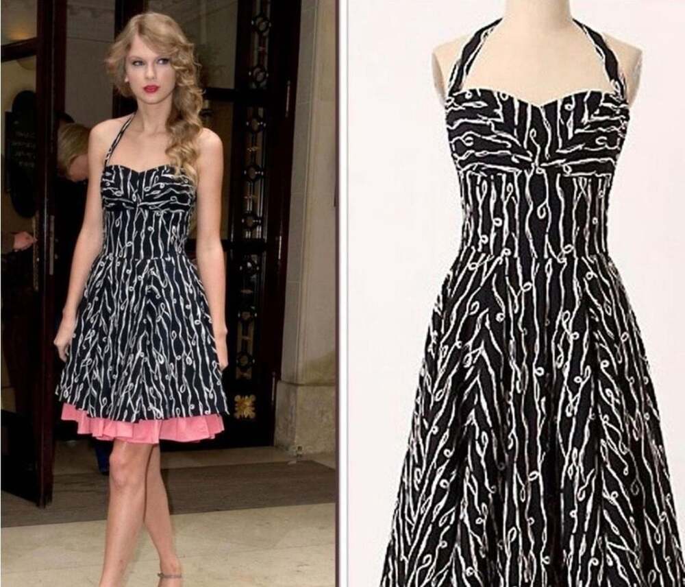 Anthropologie Girls of Savoy Cerys Dress Size 6 Halter 60s Black White Midi